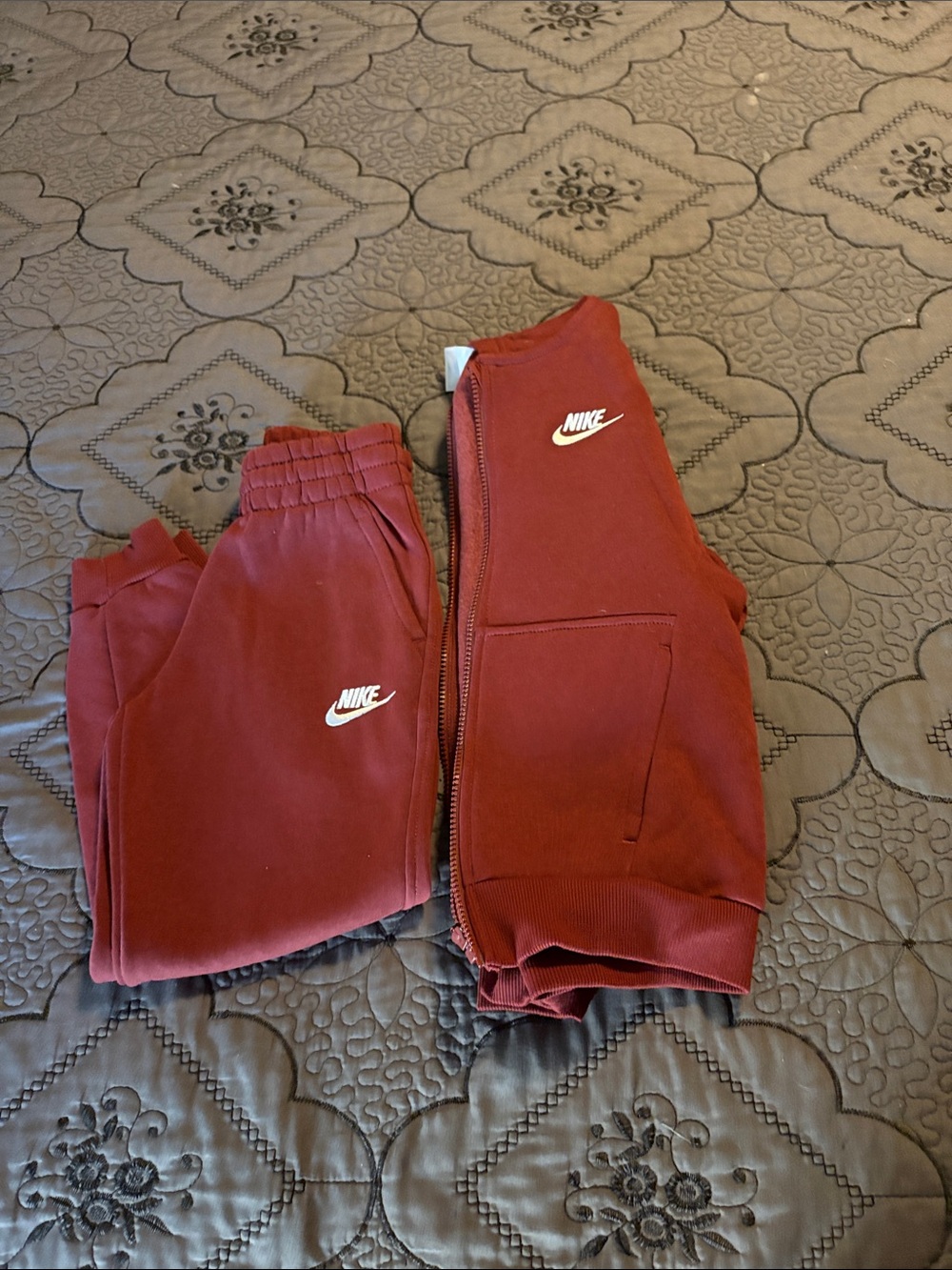 Nike Kids Maroon Jogger Set with White Logo